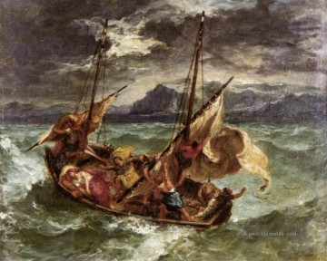  romantische Malerei - Christus auf dem See von Gennezaret romantische Eugene Delacroix